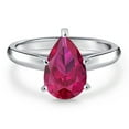 thumbnail image 3 of Gem Stone King 10K White Gold Red Created Ruby Engagement Ring for Women | 2.21 Cttw | Pear Shape 10X7MM | Gemstone July Birthstone | Size 7, 3 of 6