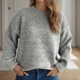 thumbnail image 2 of CheerKidz Women Sweater Casual Long Sleeve Round Neck Pullover Knitted Blouse Soft Loose Fit Fashion Winter Fall Spring Daily Wear(Gray,S), 2 of 5