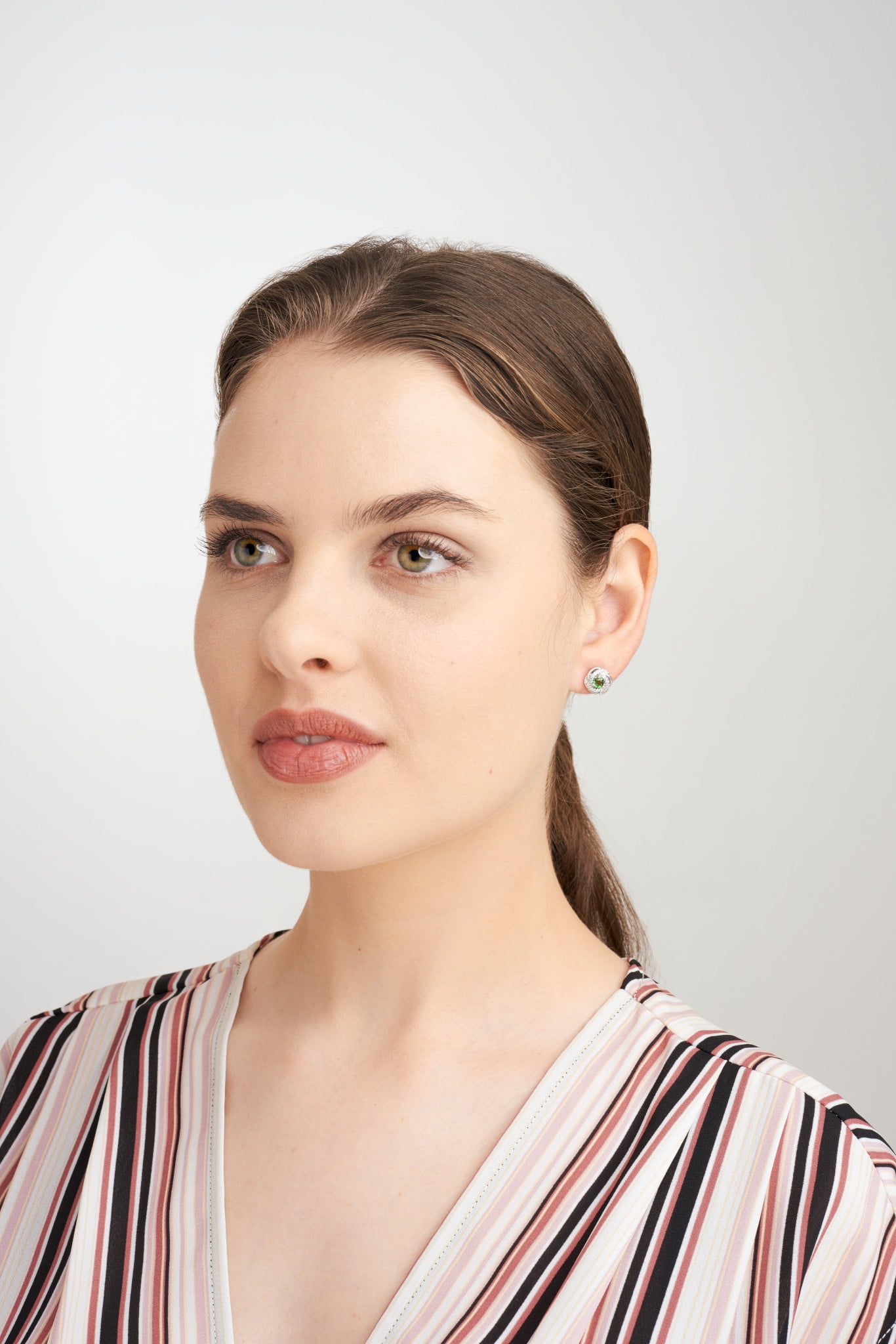 Forever Facets Lab Grown Diamond and Created Emerald Sterling Silver Stud Earrings, Adult Female