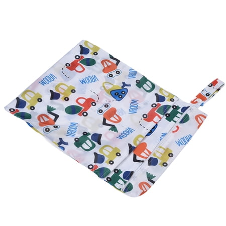 Riousery Portable Baby Diaper Bag Waterproof Reusable Nappy Storage Organizer Blue Car Pattern for Strollers Travel Outdoor Activities Keep Baby Essentials Safe and Dry 15 inches / 38.1 cm