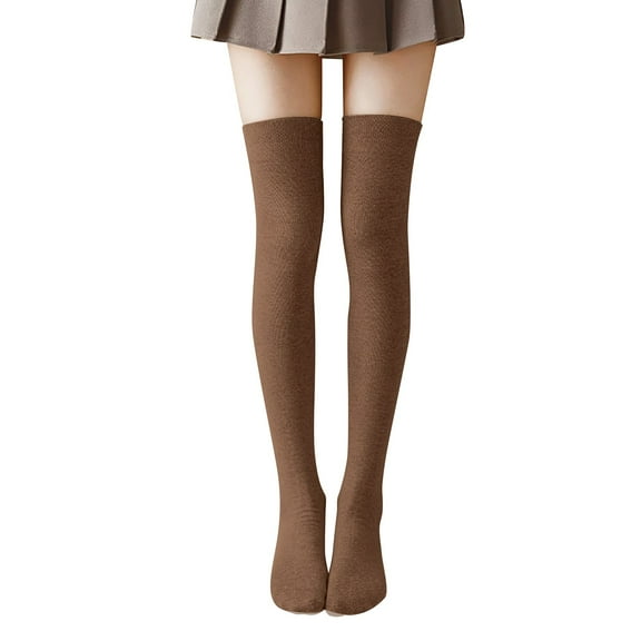 Fauean Stockings for Women Versatile and Simple Thigh High Socks Ladies Over the Knee Socks Coffee One Size