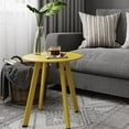 thumbnail image 2 of Evajoy Patio metal Side Table, 17.7"X18.1"(Height) Rust-Resistant Round End Table with Square Feet Décor for Bistro, Apartment, Balcony(Yellow), 2 of 5