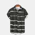 thumbnail image 2 of Penkiiy Men's Hawaiian Stripe Printing Shirt Short Sleeve with Pocket Beach Shirt Button Down Wrinkle Free XL Dark Gray, 2 of 4