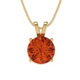 thumbnail image 4 of Clara Pucci 14K Yellow Solid Hypoallergenic Gold 2Ct Red Zircon Round Brilliant Cut Solitaire Designer Necklace Pendant For April, 4 of 7