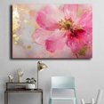 thumbnail image 4 of Mudket Framed Canvas Wall Art Ready to Hang, Pink Flower Gold Print, Modern Floral Wall Decor Canvas Artwork for Living Room Bedroom Office, Flower Pictures - 12"L x 8"W, 4 of 10