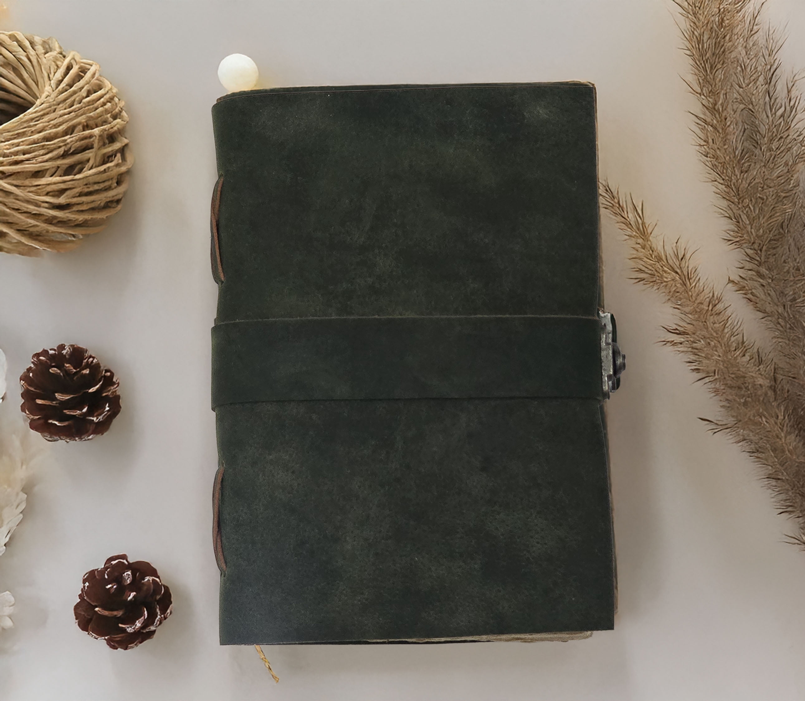 Leather Notebook, 200 Blank Deckle Edge Paper, Handmade Fancy Bound Journal For Women and Men