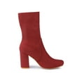 thumbnail image 6 of BLISSFUL STEP Women's Boots Faux Suede Rounded Toe Block Heel Foldable Ankle Boots Red 9, 6 of 8