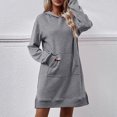thumbnail image 3 of Vestido con abertura lateral y capucha, ajuste holgado, traje diario con hombros caídos para mujer Ygjytge Gris T M para Mujer, 3 of 5