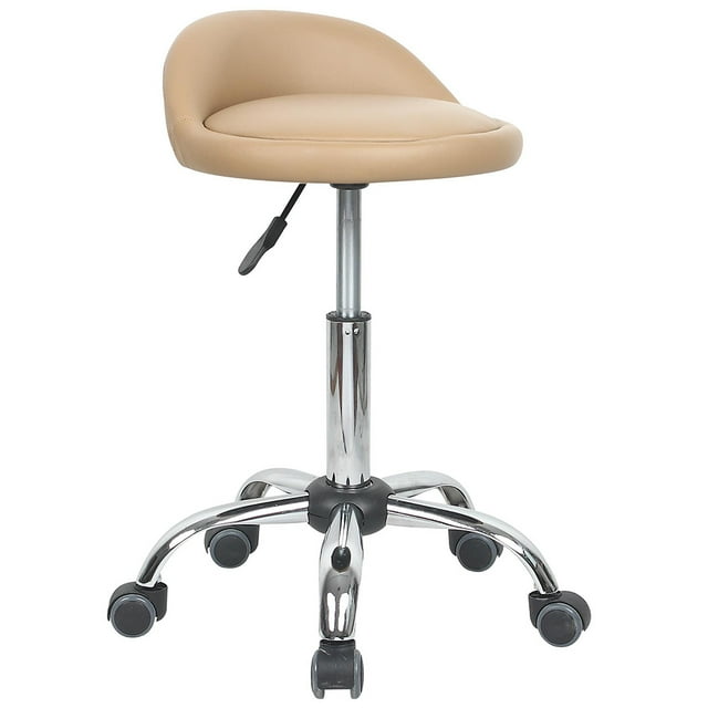 Juno Adjustable Height Massage Stool w/Wheels - Beige