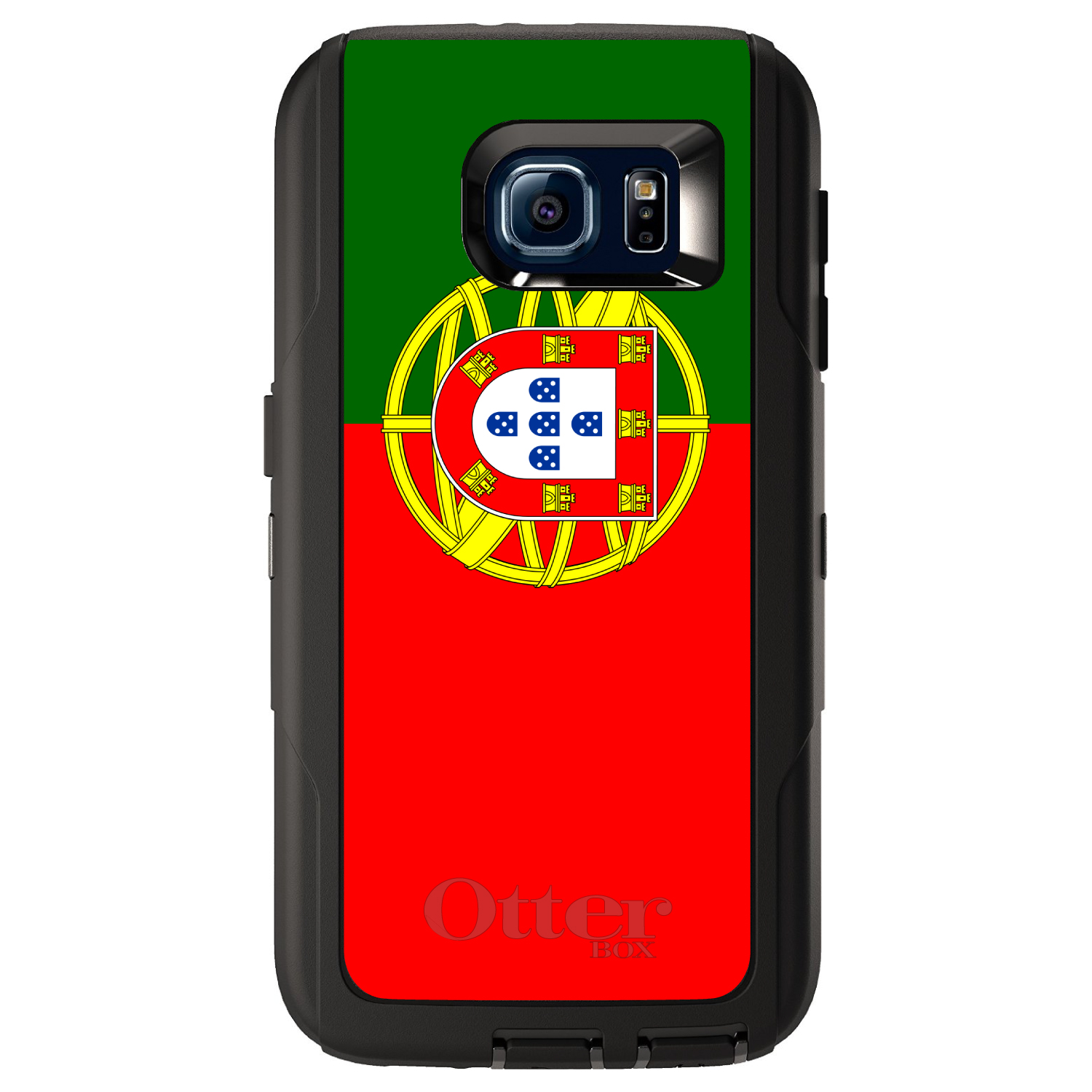 CUSTOM Black OtterBox Defender Series Case for Samsung Galaxy S6 Portugal Flag