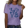 thumbnail image 2 of Purple Womens Blouses 2025 Summer Women's Baseball Print T Shirt Ladies Tops and Blouses, 2 of 4