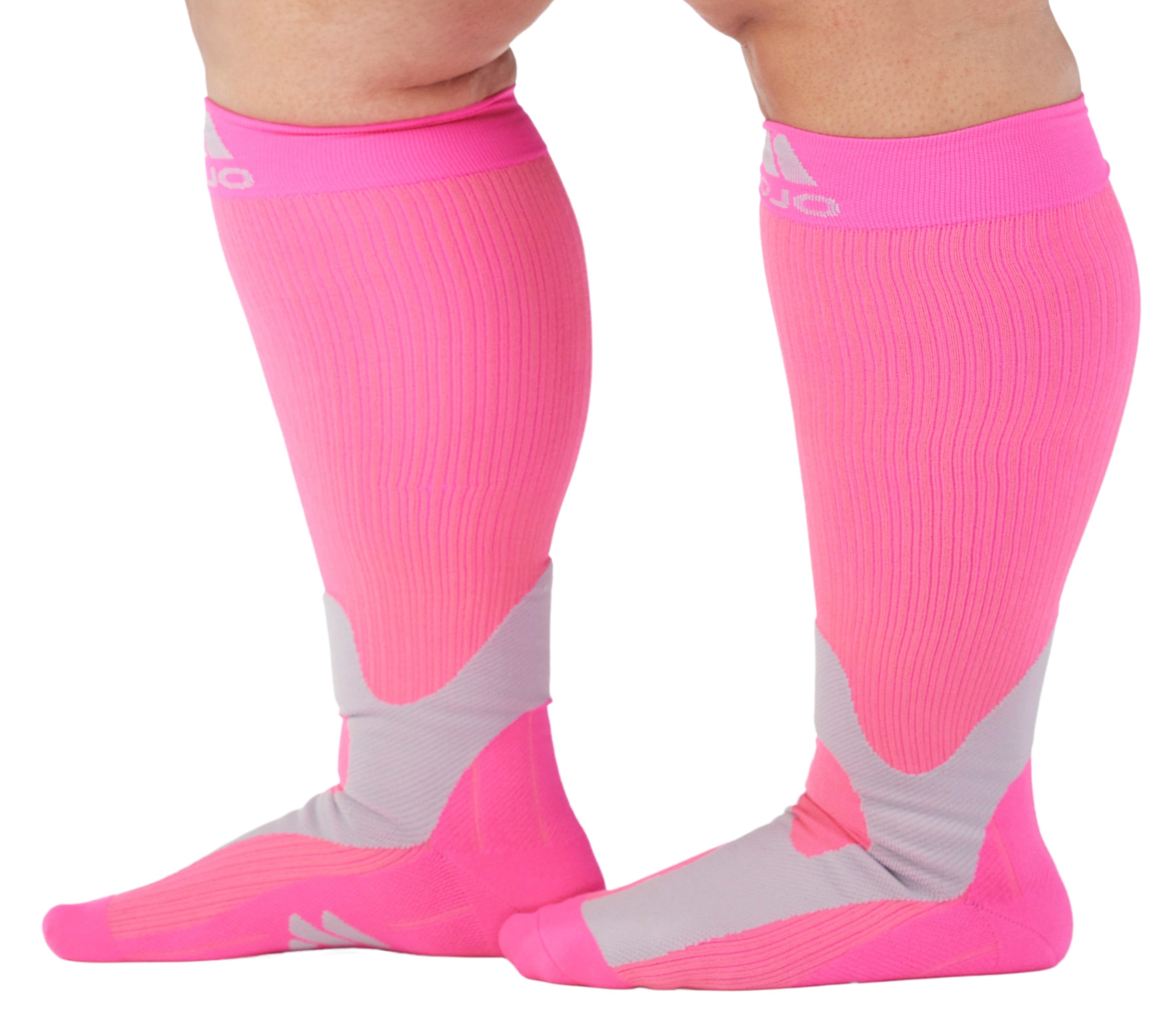 Extra Wide Unisex Compression Socks 20-30mmHg for Post Surgery - Hot Pink, 5XL