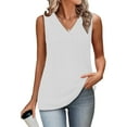 thumbnail image 3 of AherBiu Tank Tops for Women Summer Comfy Fitted Sleeveless Top Tees Tshirt V Neck Casual Ruched Tunic Tanks, 3 of 8