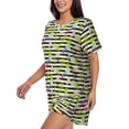thumbnail image 2 of Haiem Striped With Palm Tree Branches Pattern Pajama Set for Women 2 Piece Lounge Set Short Sleeve Tops and Shorts Soft Sleepwear-3X-Large, 2 of 7