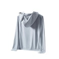 thumbnail image 6 of GaThRRgYP Women's Summer Sun Shield Coat for Daily Wear,Woman Casual Solid Sports Hooded Long Sleeve Zipper Sun-proof High Elastic Silver XXL, 6 of 7