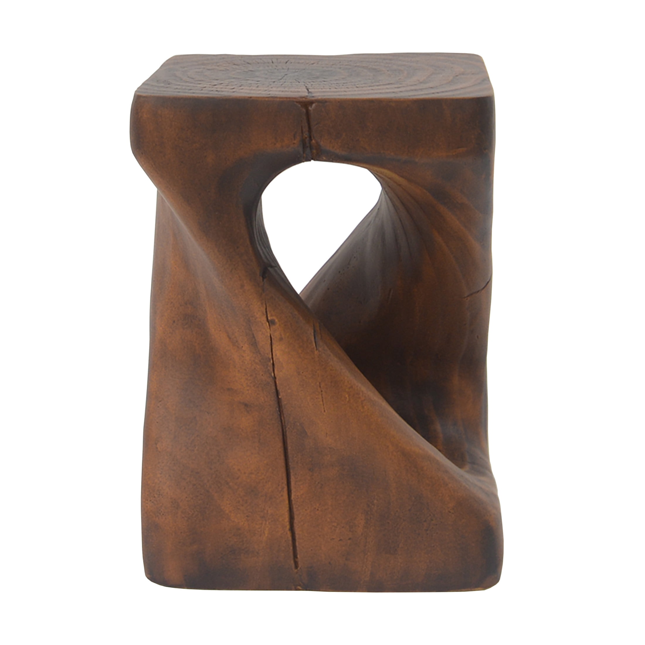 Christopher Knight Home 16" Natural Wood Twist Shape Design MGO Outdoor Side Table, Antique Brown