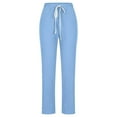 thumbnail image 4 of VSSSJ Women's Cotton and Linen Wide Leg Trousers Loose Fit Drawstring High Waist Solid Color Straight Sweatpants Daily Baggy Casual Pant with Pockets Light Blue01 XL, 4 of 6