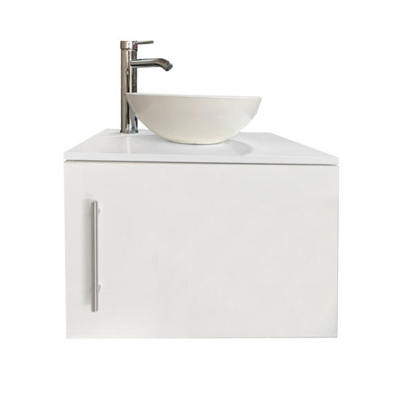 Gabinete Flotante DECOMOBIL para Baño Con Llave Monomando y Ovalín Blanco