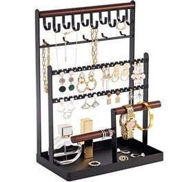 Black Velvet 2-Ring Jewelry Display Holder – Showcase Stand For Rings & Small Items