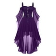 thumbnail image 1 of Robes Style Gothique pour Femmes Grande Taille Mode Robe Midi Corset Manches Longues Évasées Chiffon Fête Élégante, 1 of 5