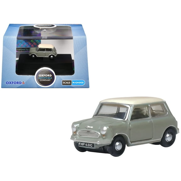 Mini Classic Tweed Gray with Cream Top 1/148 (N) Scale Diecast Model Car by Oxford Diecast