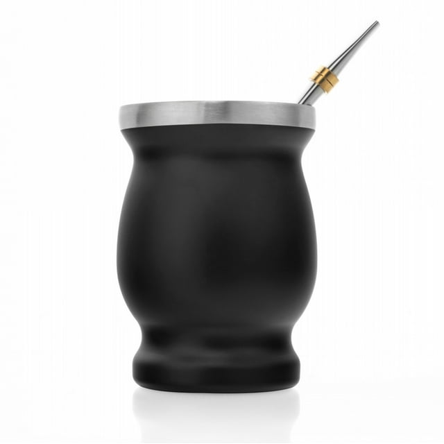 Set de Yerba Mate Brang Steel Mate Acero Inoxidable Negro 220 mlts