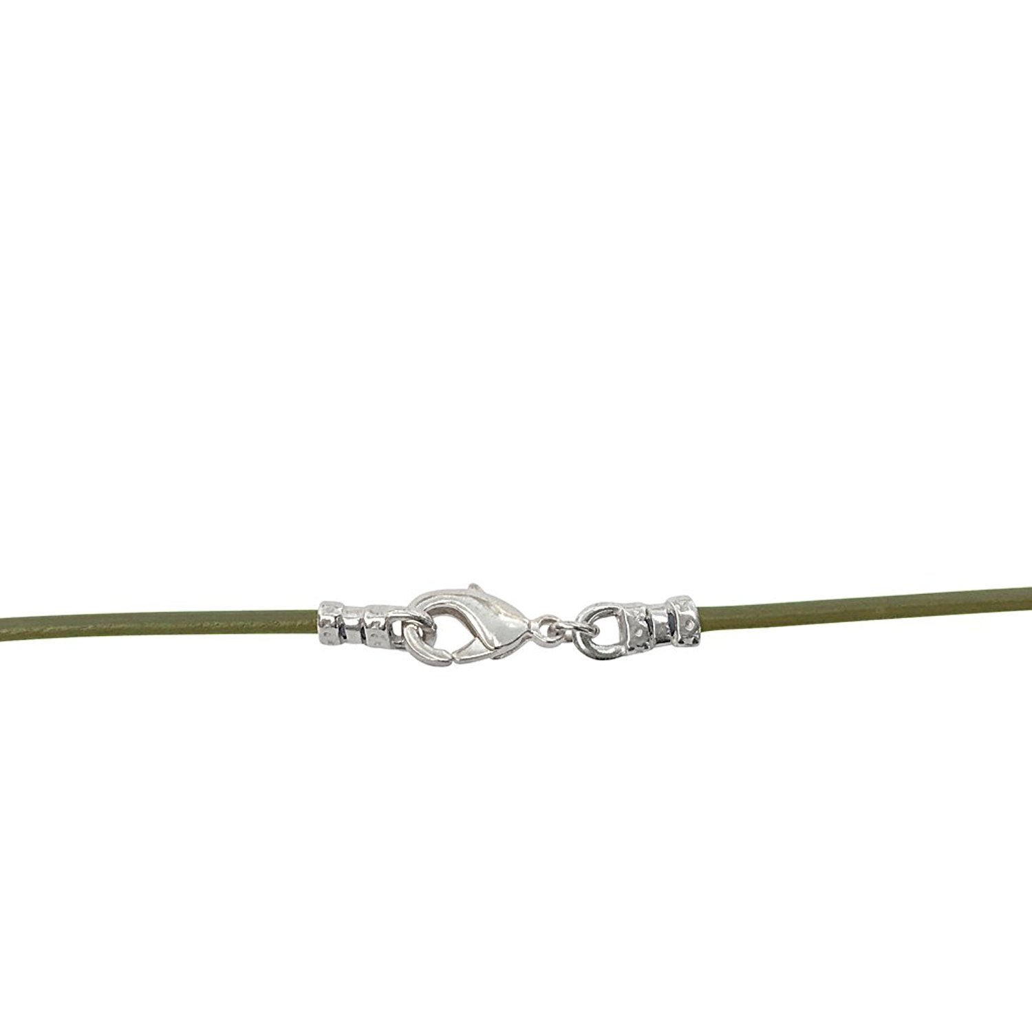 Sterling Silver 1.8mm Fine Olive Green Leather Cord Necklace