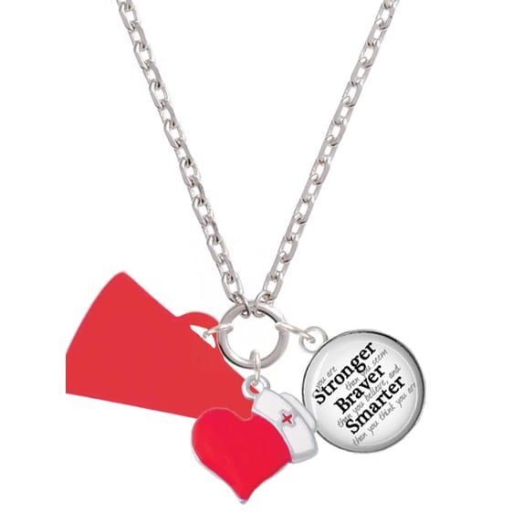 Delight Jewelry Acrylic 1.25" Red Megaphone - Red Heart Nurse Strong Zoe Necklace