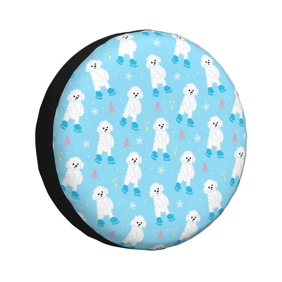 Honeii Skating Poodle Fun Print Tire Covers, Waterproof Anti-UV Sun Snow Rain Tire Covers for Trailers, RV, Camper, SUV, Truck-14 inch