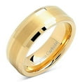 thumbnail image 2 of 8mm Men's Tungsten Carbide Ring Wedding Band 14k Gold Plated Jewelry Bridal Size 8-16 (Tungsten, 14), 2 of 6