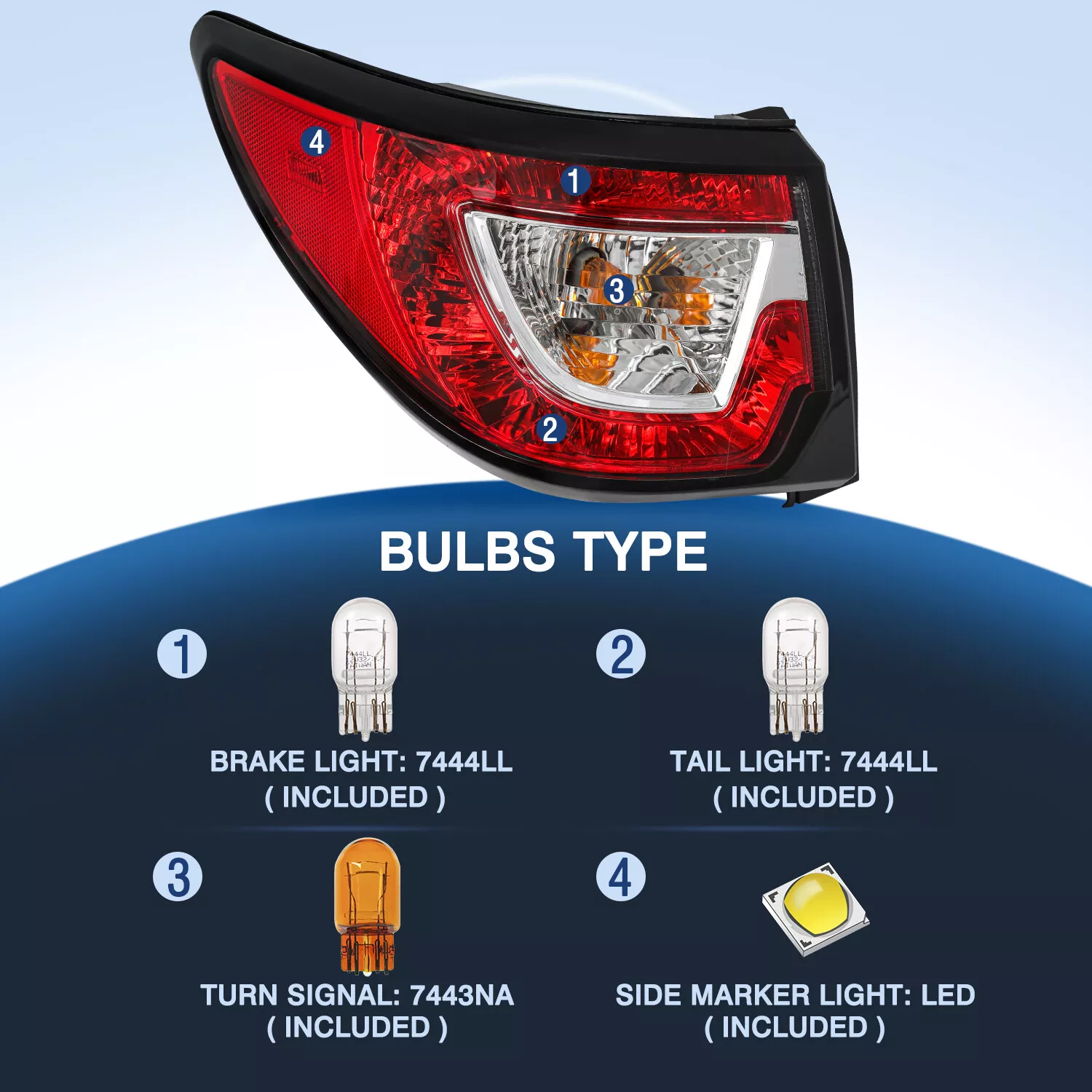 For 2013-2017 Chevy Chevrolet Traverse Outer Tail Lights w/ Bulbs 13-17