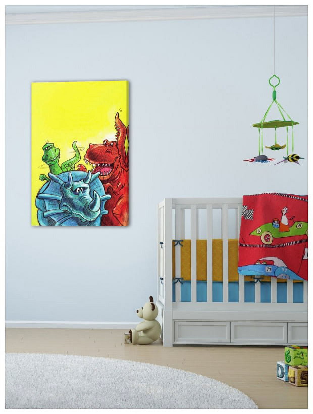 Marmont Hill "Funny Dinosaurs" by Curtis Painting Print on Canvas