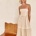 thumbnail image 4 of Lmnyox Summer Spaghetti Strap Midi Dress for Women Casual Square Neck Summer Vacation Beach Sundress, 4 of 7