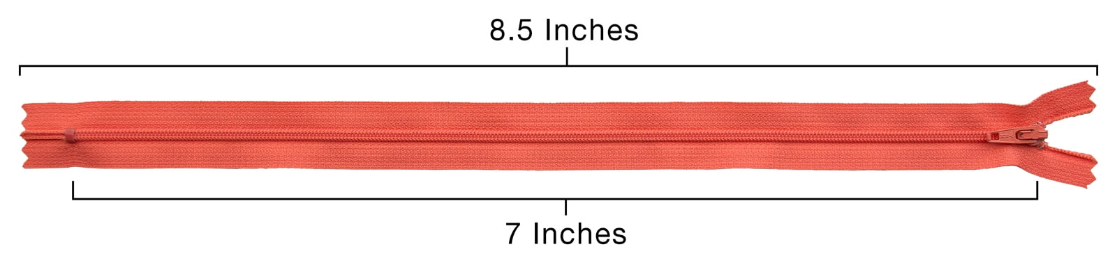 YKK® #3 Lightweight Closed-End Zipper, 7 Inch Length, Geranium Orange 816 (100 Pack)