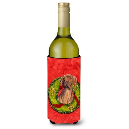 

Caroline s Treasures SC9085LITERK Vizsla Christmas Wreath Wine Bottle Hugger Wine Bottle multicolor