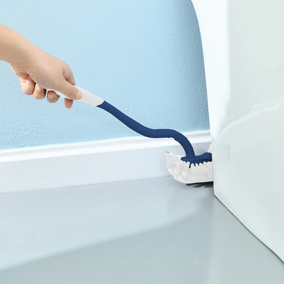 Nkmbld Household Toilet Brush Squatting No Dead Angle Cleaning Brush Bathroom Washing Toilet Brush Long Handle Bidet Cleaning Brush, Blue