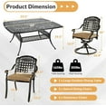 thumbnail image 5 of W WARMHOL 9 Piece Outdoor Patio Dining Set for 8, Cast Aluminum Large Square Dining Table & 2 Swivel Rocker Chairs, 6 Stationary, 8 Cushions, Umbrella Hole, Patio Furniture Set for Garden, Khaki, 5 of 7