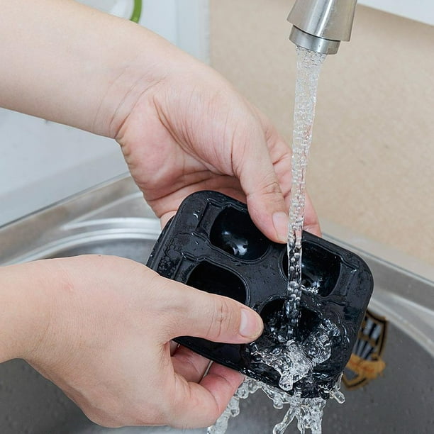 Molde de cubitos de hielo 3D, forma de calavera esquelética, bandeja de cubitos de silicona para hielo de vino (negro) Wdftyju Libre de BPA