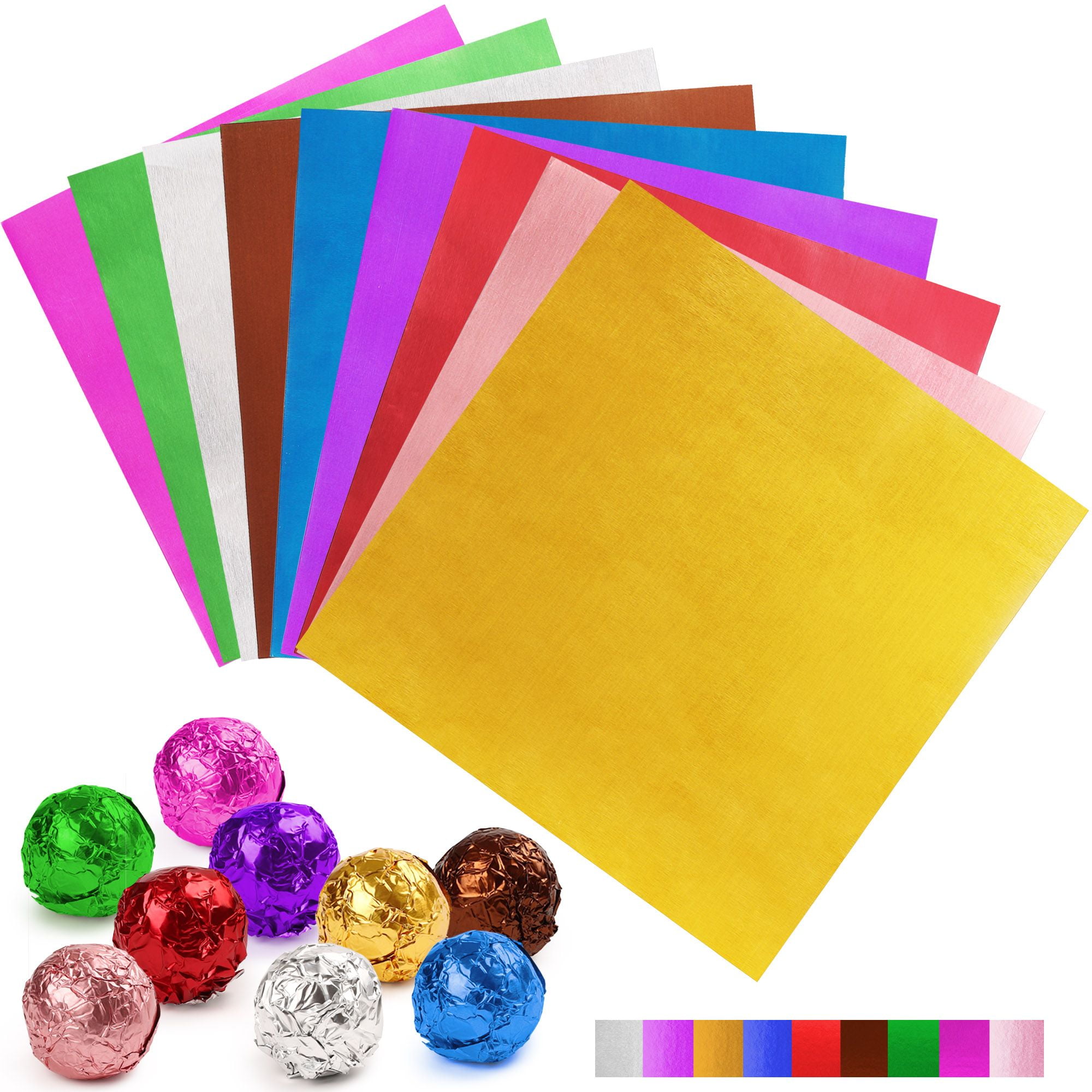 - Brown UK 10 Kids Choose color 8 x 8cm Chocolate Candy Sweets Wrap Package Paper Aluminum foil Wrappers Pack of 100Pcs