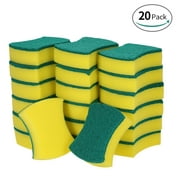 20pcs Double-faced Sponge Scouring Pads Dish Washing Scrub Sponge Cleaning Scrubber Brush for Kitchen Garage Bathroom