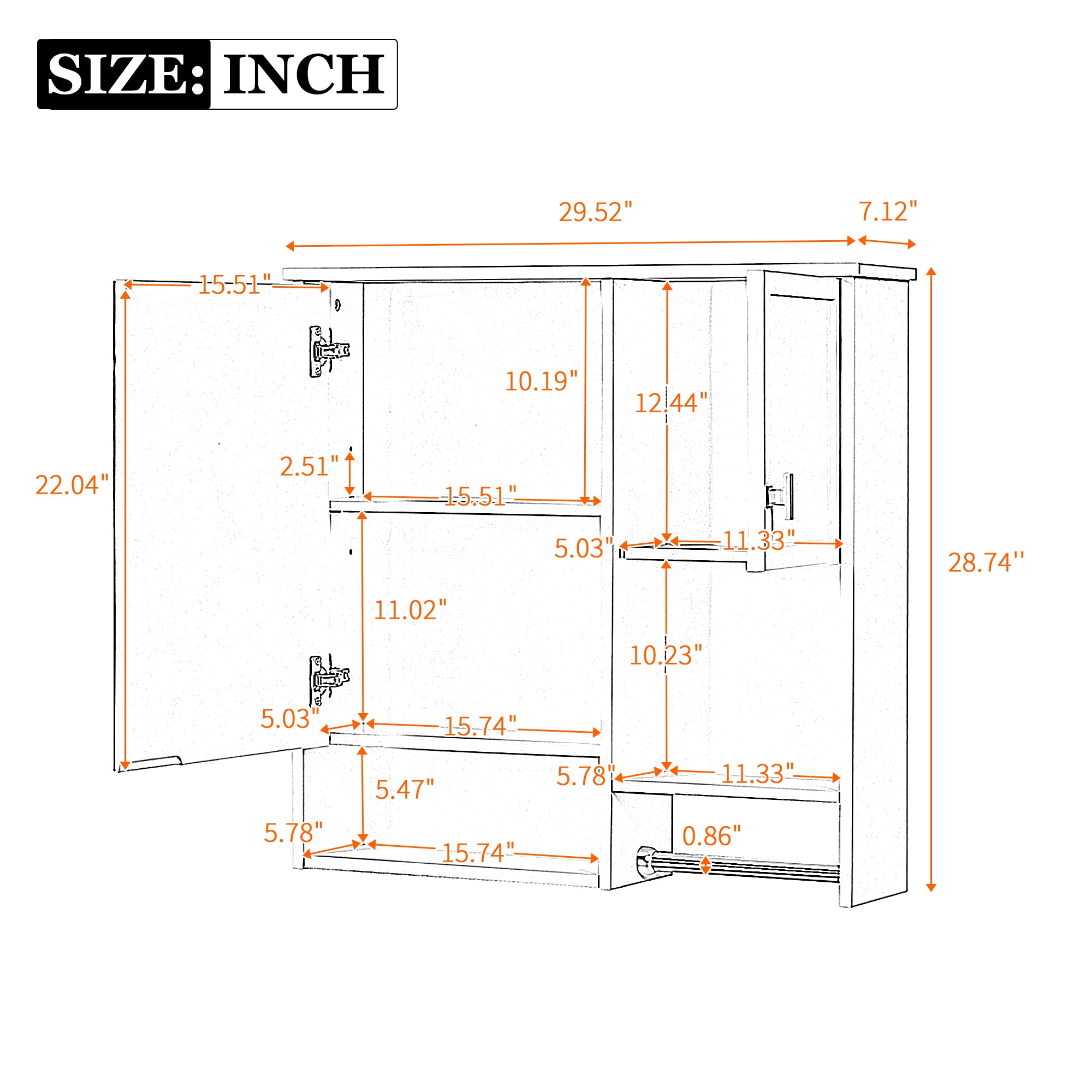 MAYEERTY 29'' x 28'' Modern Wall Mounted Bathroom Medicine Cabinet with Mirror, Over Toilet Space Saver with Towel Bar