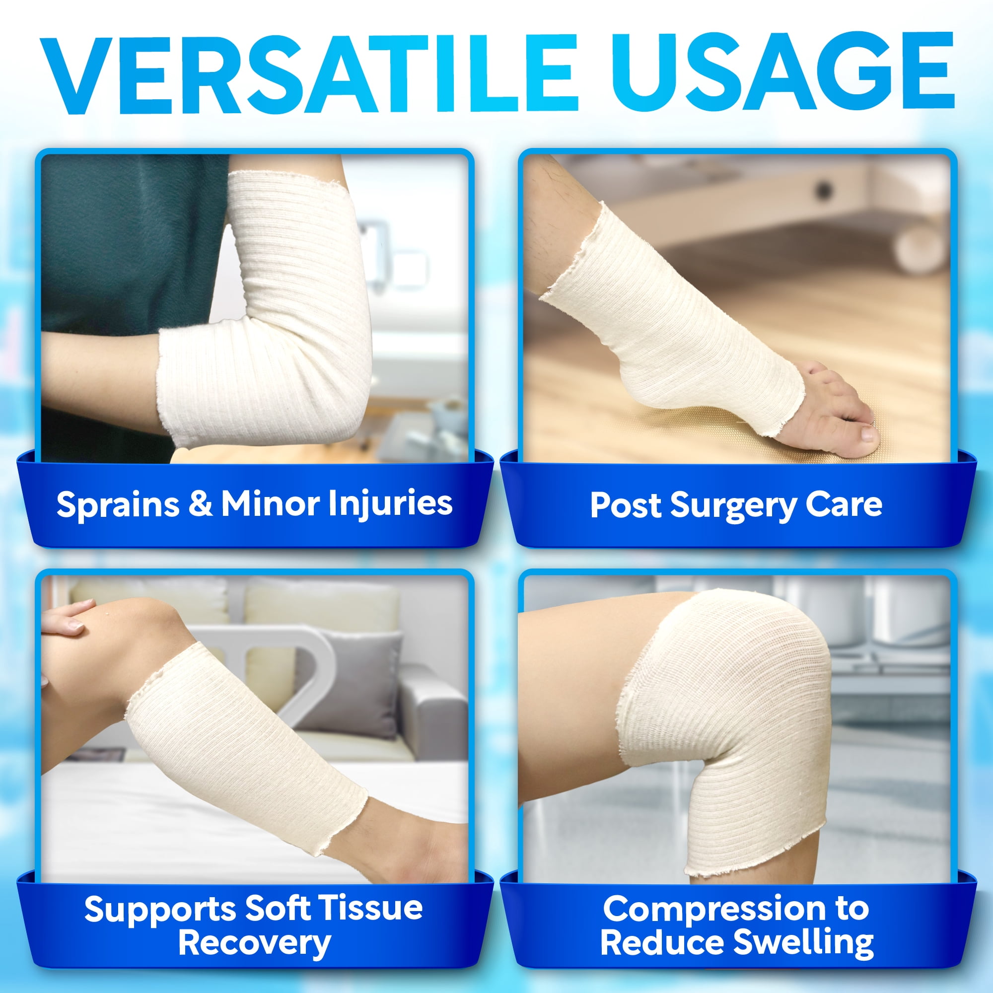 JJ CARE Tubular Bandage, 5” x 12 Yards Stockinette Tubing for Thighs and Waist, Size G Reusable Elastic Bandage Sleeve, Tubular Compression Bandage Roll for Large Thighs, Rubber Latex w/Cotton