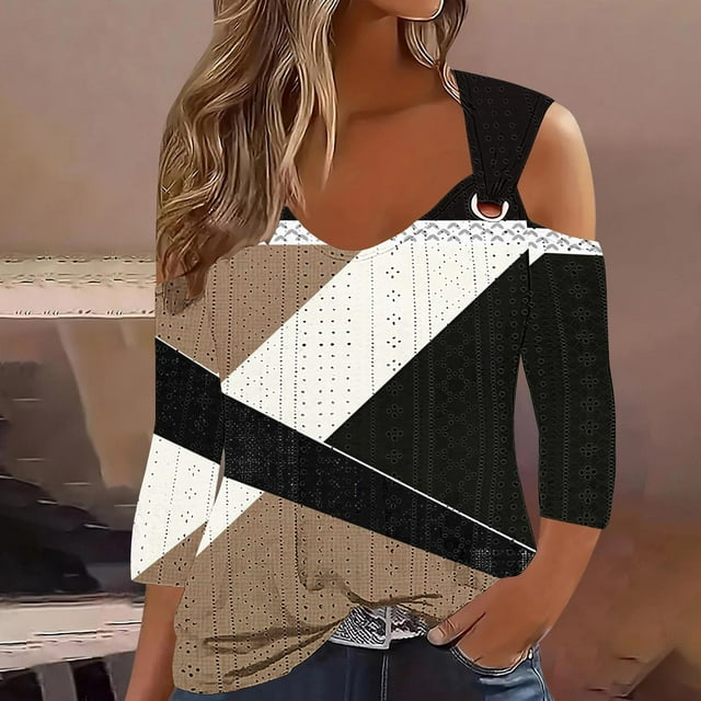 RXIRUCGD Blouse Décontractée à Rayures à Manches Courtes pour Femmes, Kaki, Taille: L