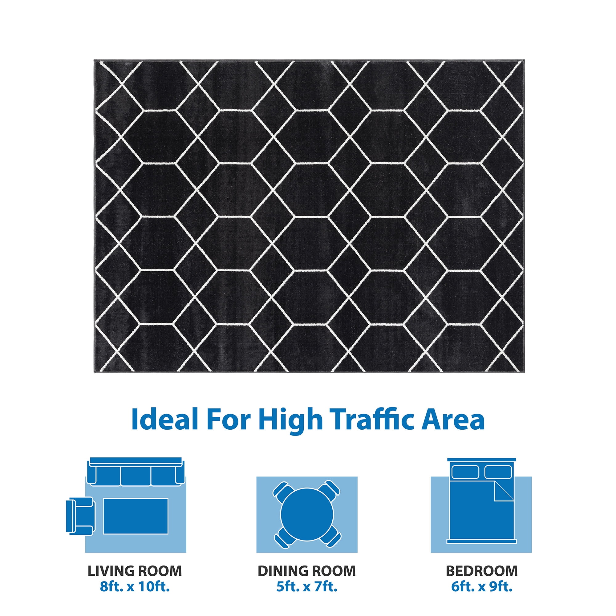 MAYEERTY 8'x10' Geometric Woven Area Rug for Living Room Bedroom
