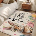thumbnail image 4 of 3'x5' Rug for Living Room Bedroom, Easter Washable Area Rugs Non-Slip Carpet Mats, Spring Rabbit Eggs Roses Colorful Flags Leaves Indoor Low Pile Area Rug Runner for Kitchen, Mudroom, 4 of 8