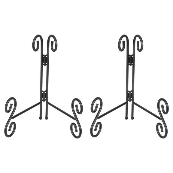 Uxcell 2 Pack Metal Plate Stands - 6 Inch Iron Decorative Plate Holder for 8 Inch Plates Picture Frame, Black