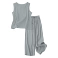 thumbnail image 4 of Soyumi Women's Two Piece Short Sets Summer Lounge Sweatsuits Vacation Sleeveless Outfits Travel Tracksuit, Gray, 4 of 6