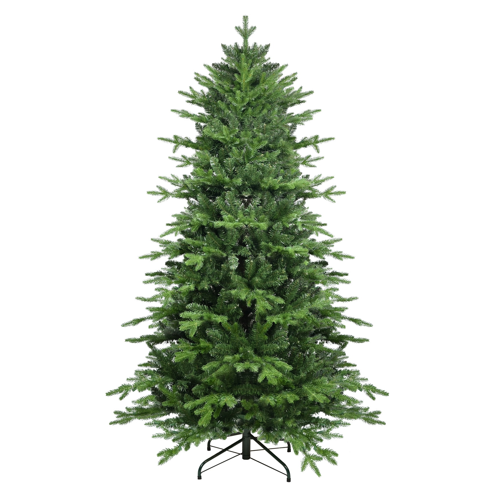 4 Ft Green PVC+PE Christmas Tree with 919 Tips, Full & Lush Hinged Tree with Metal Stand, Realistic Mixed Needle Design