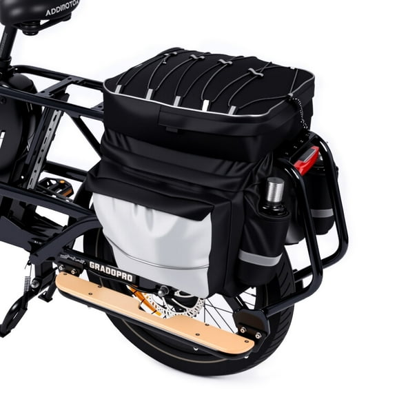 ADDMOTOR Bike Bag Waterproof Panniers with Reflective Strip for Bicycle and Electric Bikes Rear Rack, 43L Capacity, 8 Pockets, Additional Detachable Rain Cover, Black