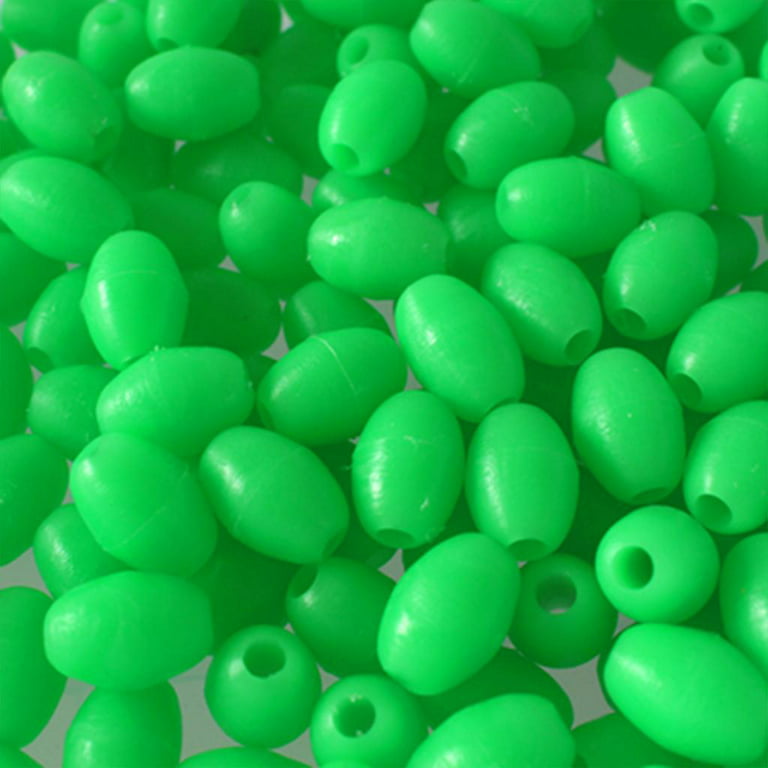 200pcs Luminous Fishing Beads Assorted Oval Shape Bead Lure Glow Tools - 4x5mm 1.2mm, Green